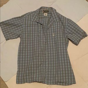 Columbia XCO Mens Button plaid blue shirt size M